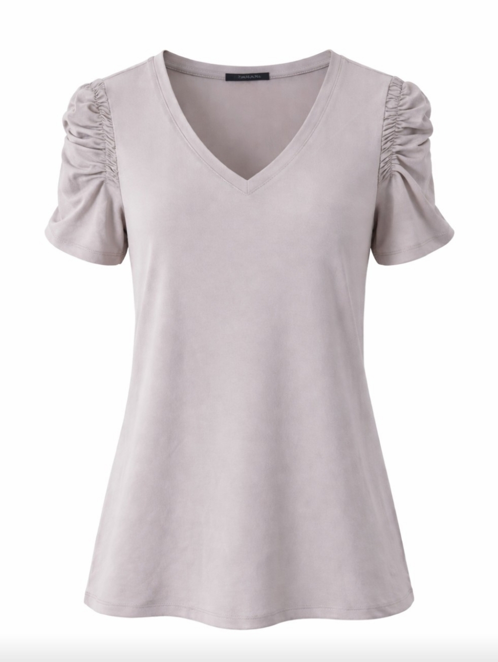Tahari Tranquil Taupe V-Neck Blouse